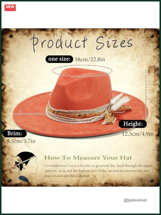 Wide Brim Fedora Hat for Women & Men - Polyester, Adjustable, One Size, Dress Up main image 6